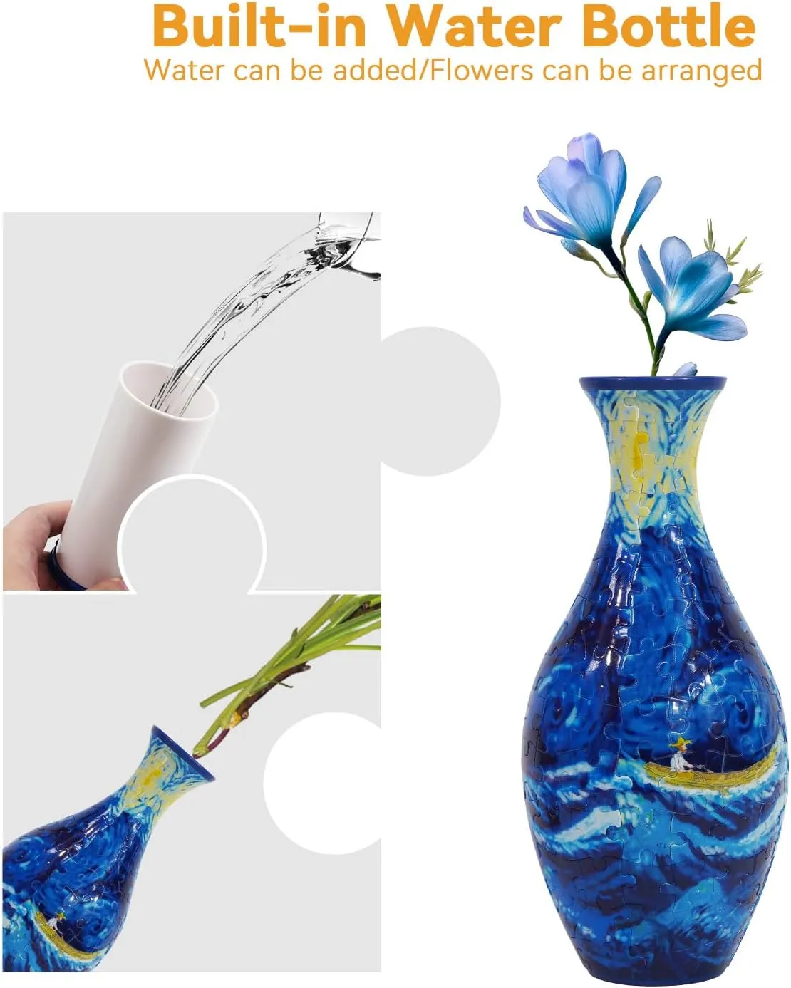Vase - Perfect Housewarming Gift detect (Small Boat) 3D Puzzle Planter Vase for Home Decoration, 160 Pieces DIY Flower 