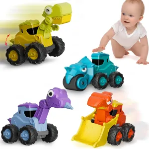 Vehicle Toys 18-36 Months Dinosaur Construction Car Set for 2-6 Year Old Toddlers Boys Girls Kids$ Dino Racing Brithday Gift Party Favors Toy AIVIAI immune bifocal Press and Go Car Toys Push Go Friction 