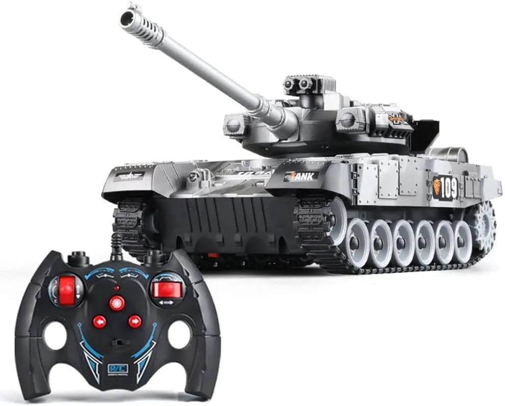Vehicles Model toolmaking Toys Birthday Xmas Gift for Kids Adults Boy Teens Girl RTR RC Tank, Remote Control Tank with Rotating Turret 2.4G Army Battle Tank Truck,Military 