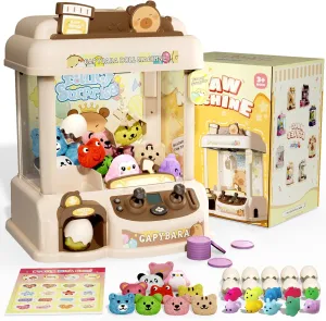Vending Machine for Age 3 , Toy Claw Machines with Plush and Squishy Prizes for Girls, Candy Grabber Dispenser Toy bulk for Boys, Birthday Gifts for Kids Age 3-8 Claw Machine for Kids, Capybara Mini 