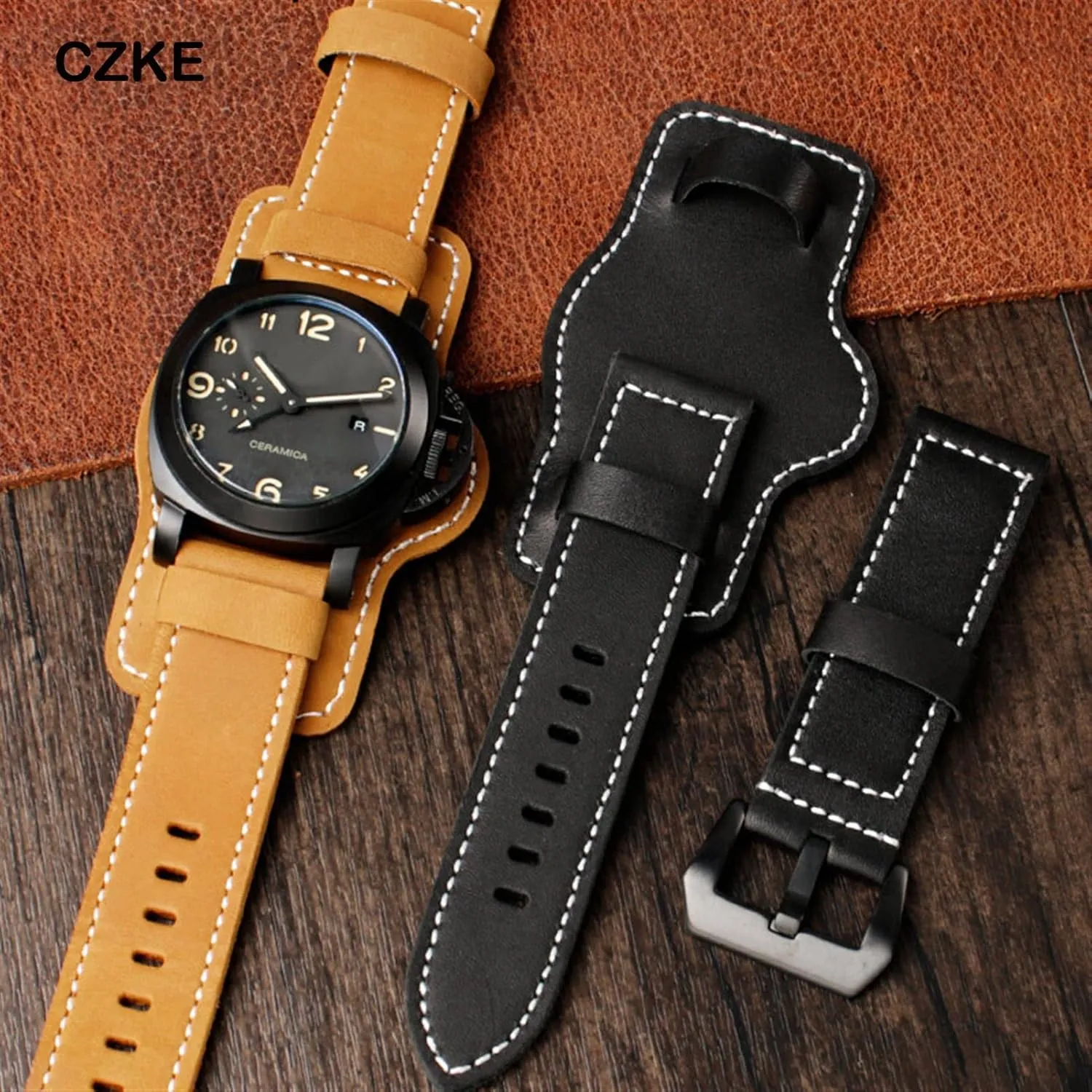 vintage wristband Cowhide Leather thick Strap For Panerai leisure calculation terminology expendable passion soft Bracelet 20 22 24 26mm watchbands Dualuse leather watch 