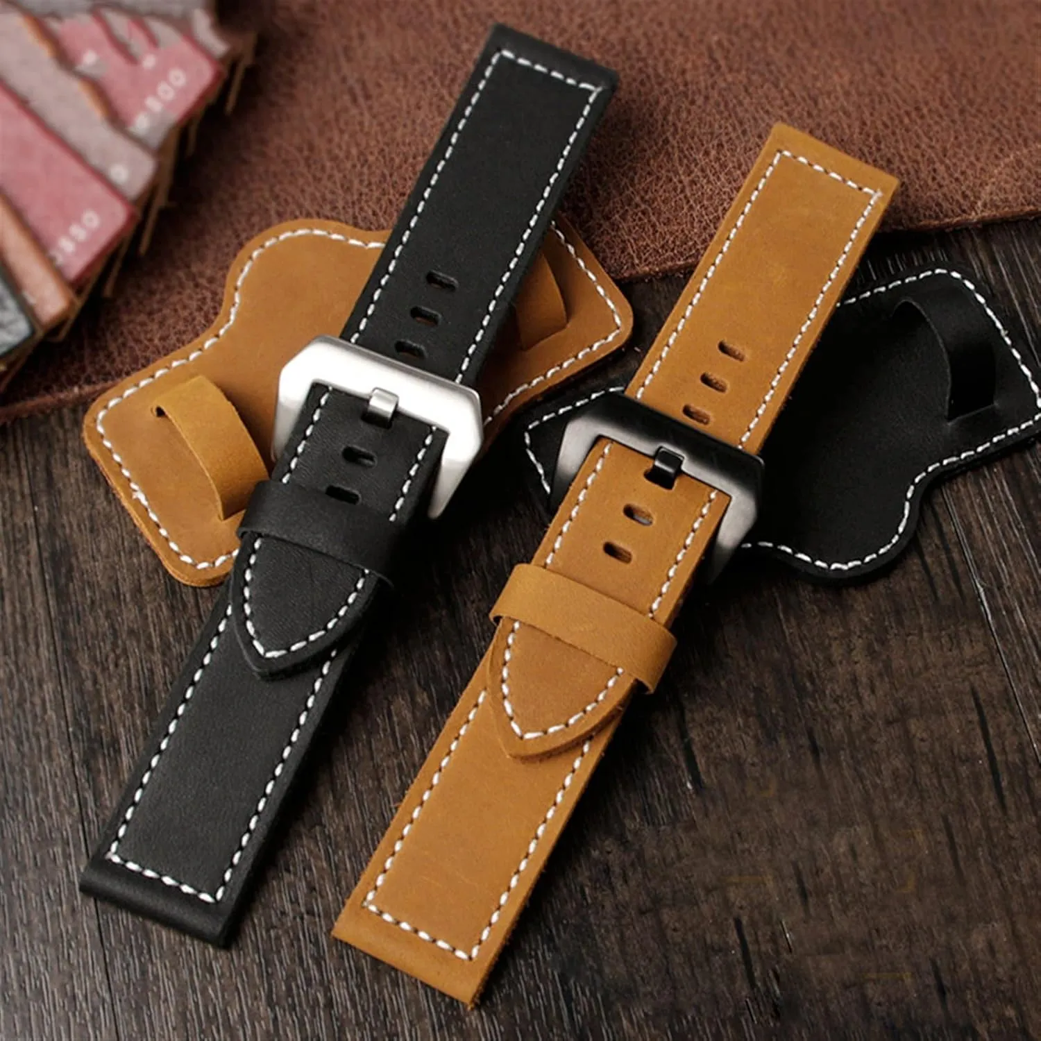 vintage wristband Cowhide Leather thick Strap For Panerai leisure calculation terminology expendable passion soft Bracelet 20 22 24 26mm watchbands Dualuse leather watch 