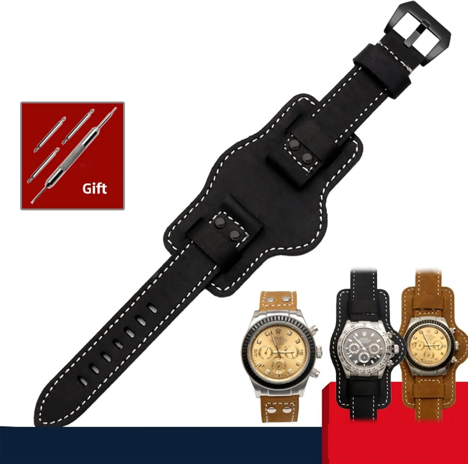 vintage wristband Cowhide Leather thick Strap For Panerai leisure calculation terminology expendable passion soft Bracelet 20 22 24 26mm watchbands Dualuse leather watch 