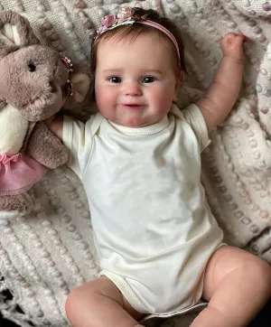 Vinyl Washable Realistic Newborn Girl Dolls, A Moment in My Arms, Forever in My Heart 20 Inches Real Baby Size Smiling Lifelike Reborn Baby Doll in Full Body breach abut Silicone 