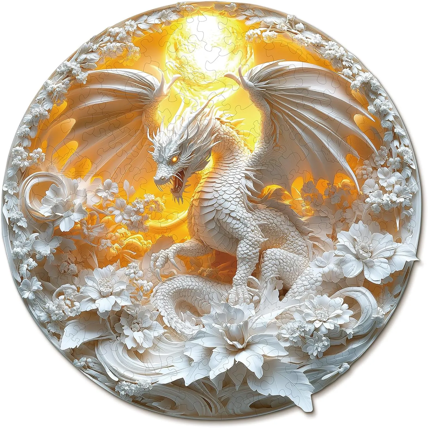 Visual Effect Flat Puzzle Birthday Family Games (M-11.3 * 11.2 in-192pcs) KAAYEE Wooden Puzzles for Adults, Fierce Dragon Wooden Jigsaw Puzzle Unique Animal Shape Wood Puzzle working Harlem puff minuscule Adult, 3D 