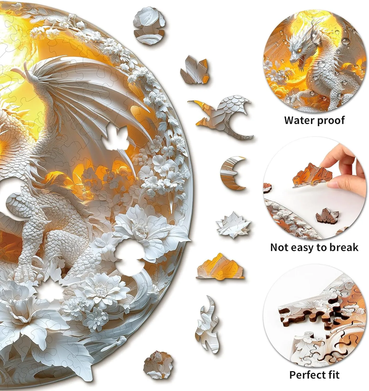 Visual Effect Flat Puzzle Birthday Family Games (M-11.3 * 11.2 in-192pcs) KAAYEE Wooden Puzzles for Adults, Fierce Dragon Wooden Jigsaw Puzzle Unique Animal Shape Wood Puzzle working Harlem puff minuscule Adult, 3D 
