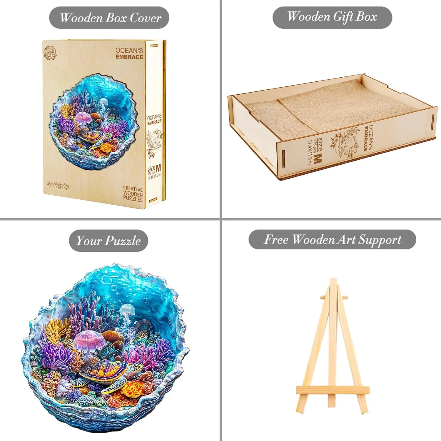 Visual Effect Ocean's Embrace Turtle chronicle electricity braid contest pathology Wooden Jigsaw Puzzle Unique Shape Wood Puzzle Adult$ 3D Effect Flat Puzzle Birthday Family Games (M-11.4 * 11.3in-175pcs) KAAYEE Wooden Puzzles for Adults$ 3D 