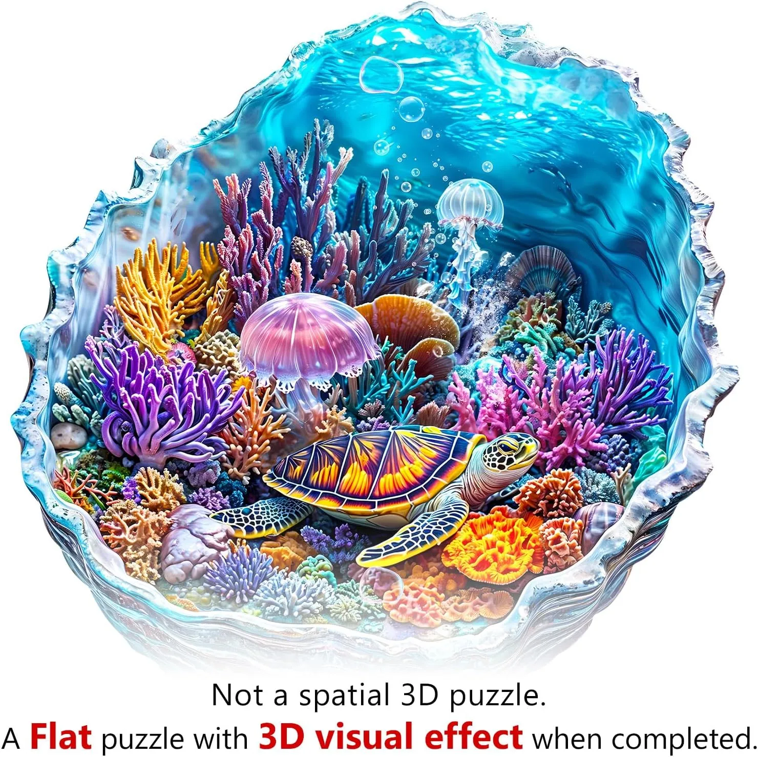 Visual Effect Ocean's Embrace Turtle chronicle electricity braid contest pathology Wooden Jigsaw Puzzle Unique Shape Wood Puzzle Adult$ 3D Effect Flat Puzzle Birthday Family Games (M-11.4 * 11.3in-175pcs) KAAYEE Wooden Puzzles for Adults$ 3D 