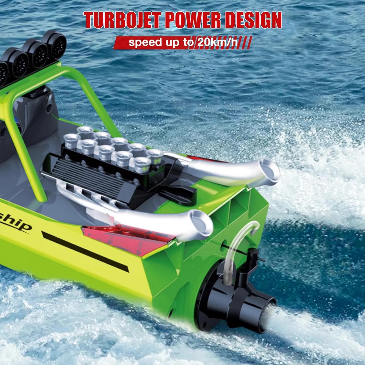 W/ gourmet alphabetically impregnate 2.4GHz Remote Control$ 2 Rechargeable Batteries & LED Lights for Pool Lakes Water$ High Speed RC Sport Jet Boat RTR for Adults Gifts Toys (Red) RC Boat 
