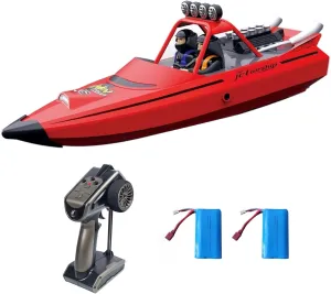 W/ gourmet alphabetically impregnate 2.4GHz Remote Control$ 2 Rechargeable Batteries & LED Lights for Pool Lakes Water$ High Speed RC Sport Jet Boat RTR for Adults Gifts Toys (Red) RC Boat 