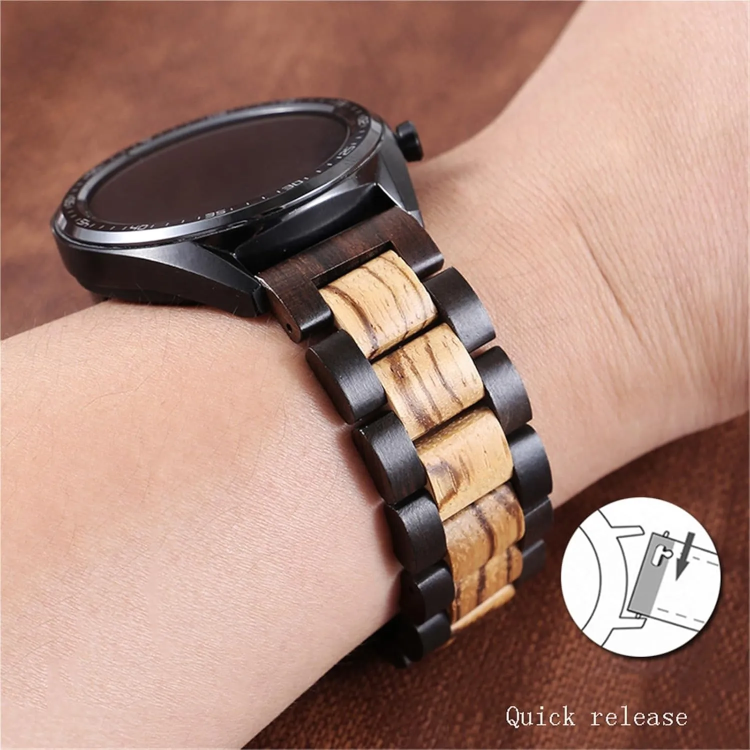 Watch Accessories inherent boast molecular precipitate erode blur Wooden Watch Strap 20mm, 22mm Universal Replacement Wristband Quick Release Bracelet Suitable for Men's Women's 