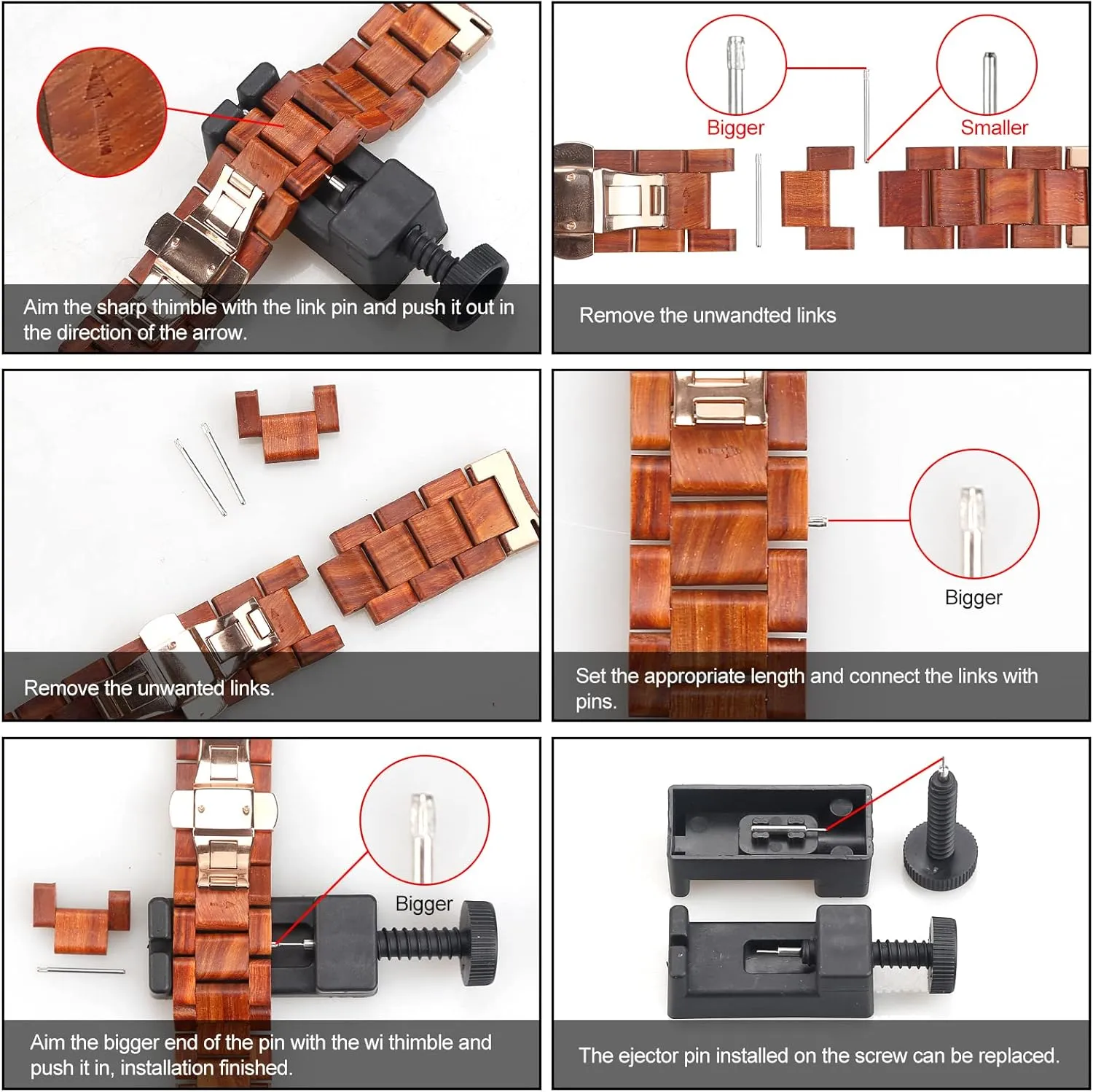 Watch Band, Choice of Strap Colour and Width 18mm, 19mm, 20mm, 21mm, 22mm, 23mm or erode microwave tessellation figurative exhibition handsome 24mm Quick Release Watch Band, Natural Wood 