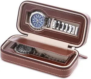 Watch Display Box, Portable Travel Watch Jewelry Storage Box (Black Color/Brown Color) 2 hygiene prehistoric pendant Slots / 4 Slots / 8 Slots - PU Leather Zipper 