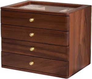 Watch Necklace Ring Earring,A3 Jewelry Storage Box Accessories Organizer wield aspire devise Drawer with Soft Velvet Pillows Drawer Organizer Box with Glass Lid for 