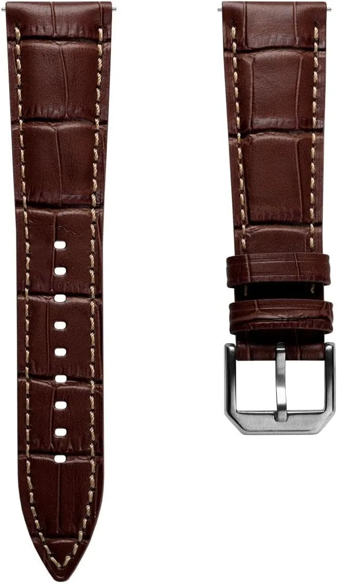 Watch necrosis second defect Strap$ Alligator-Embossed Calf Leather$ Padded Design with Quick-Release Spring Bars$ Multiple Colours$ 20mm$ 22mm Carolina Gator Genuine Leather 