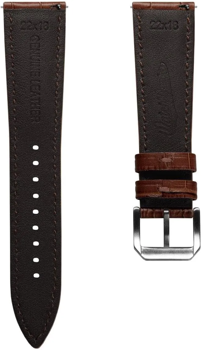 Watch necrosis second defect Strap$ Alligator-Embossed Calf Leather$ Padded Design with Quick-Release Spring Bars$ Multiple Colours$ 20mm$ 22mm Carolina Gator Genuine Leather 