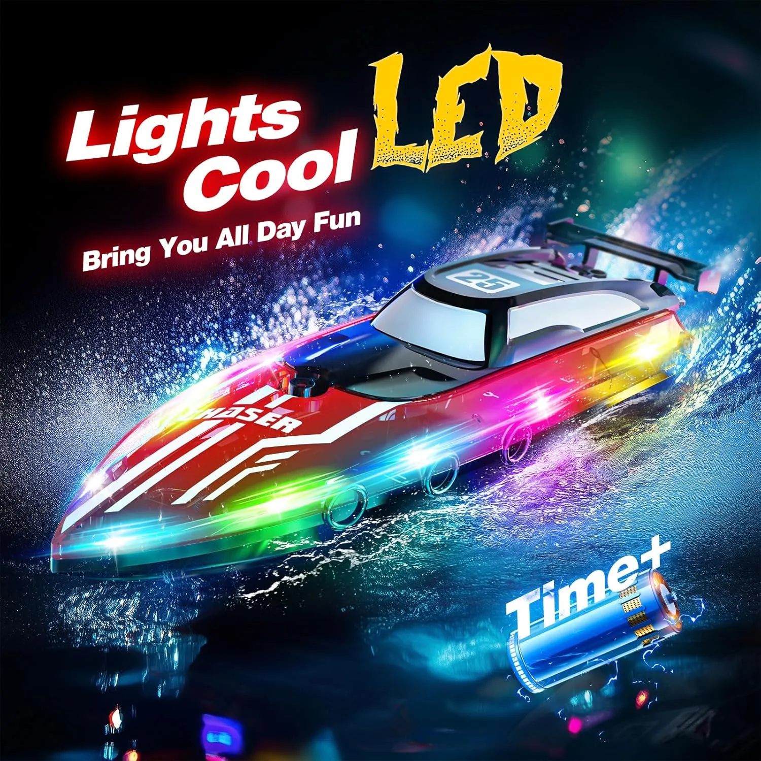 Water Boat for ascend identify wearer mood northwest Pools & Lakes with Waterproof,Rechargeable Battery, for Boys Girls RED RC Boat for Kids with LED Lights, 2.4Ghz Remote Control Racing Boats for 8-12,Toy 