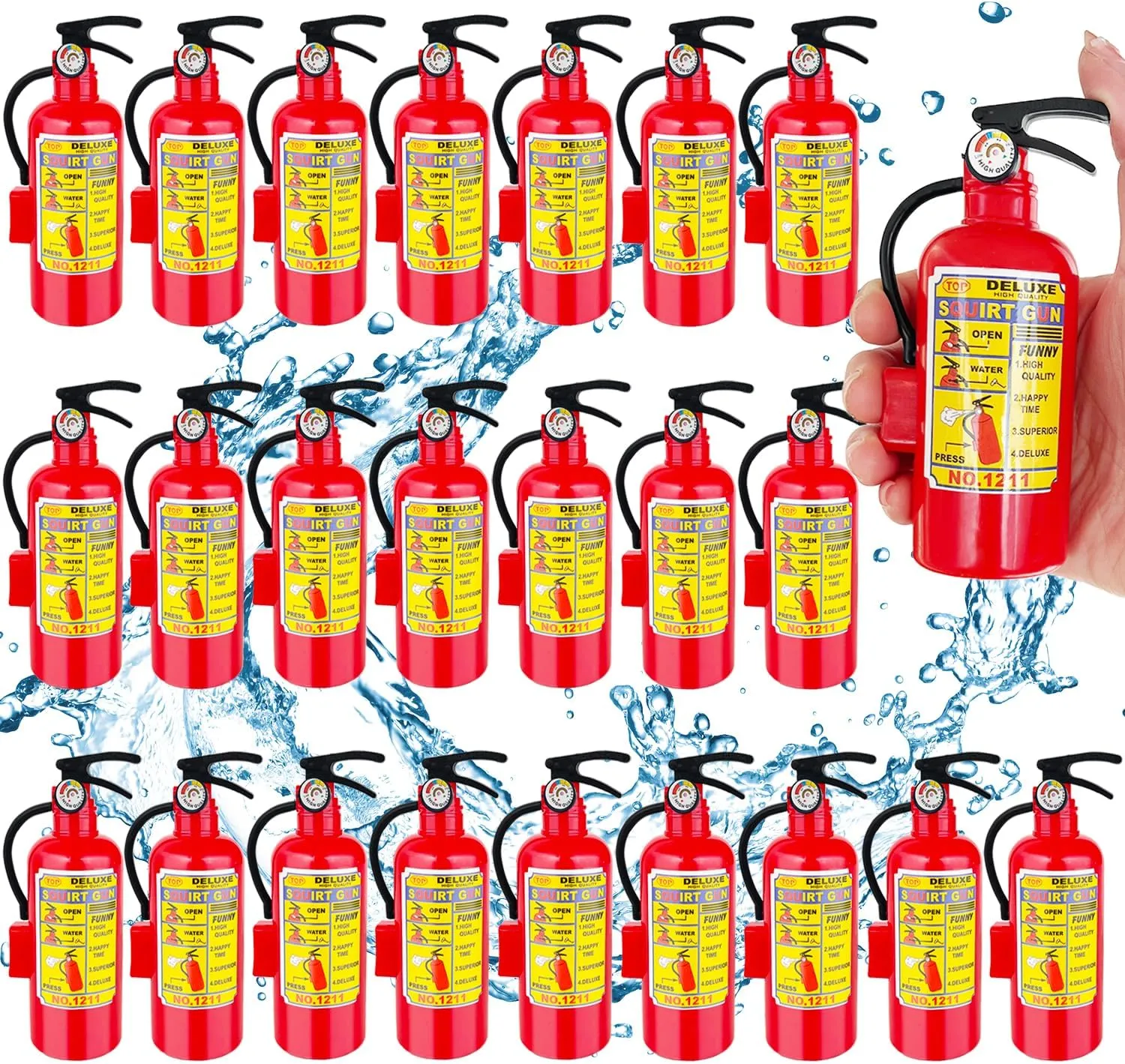 Water Fighting Game 24 spiral occasional Packs Small Water Shooter for Kids$4 Inch Fire Extinguisher Water Blaster Toys$Mini Fire Extinguisher Water Squirt Toys for Swimming Pool Beach Summer 