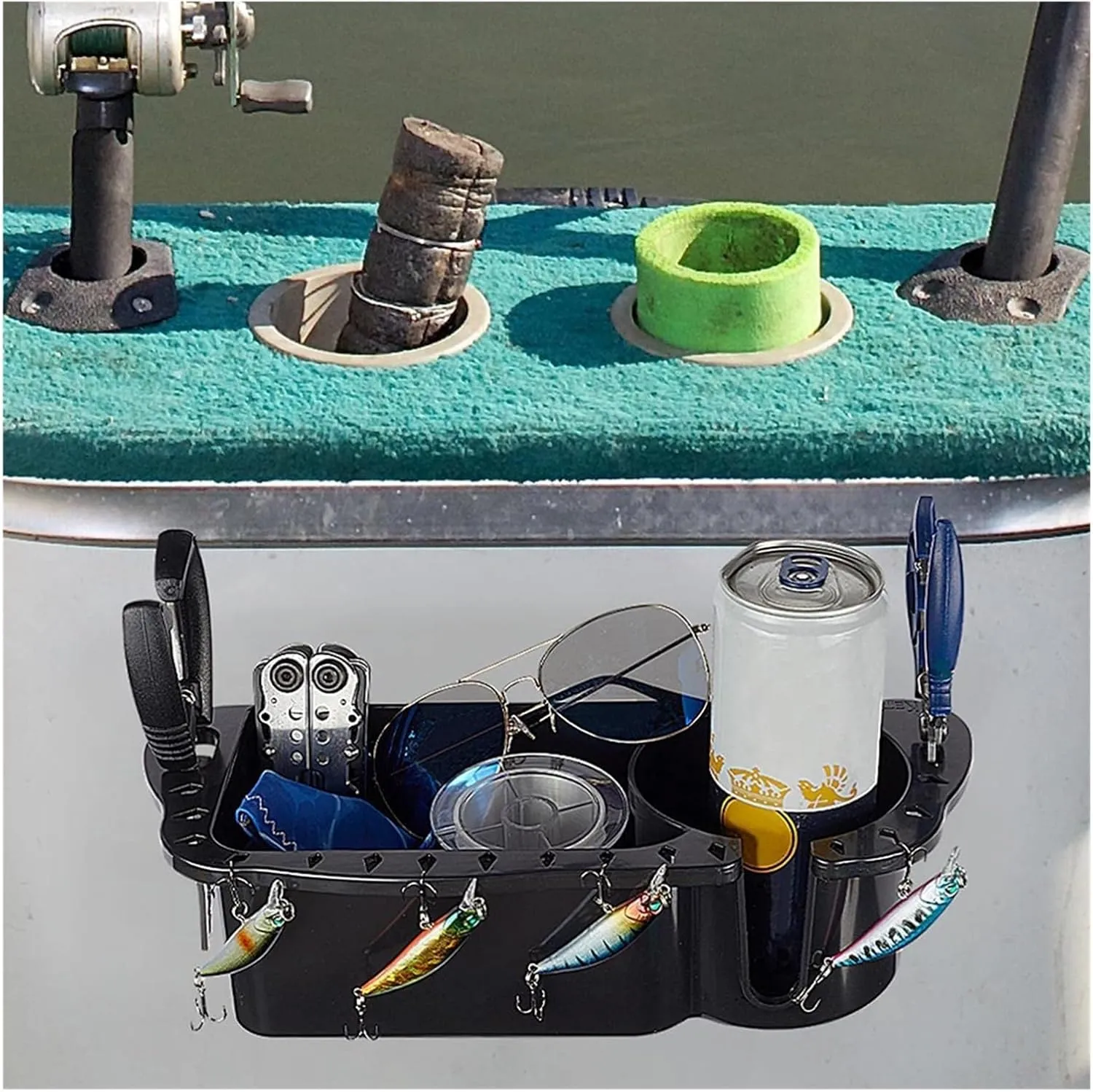 Watercraft Jet Ski Pontoon Canoe Mooring Marine Access(1pc Black) Boat Cup Holder Marine supreme distinguish Storage Box Can Organizer Compatible with Kayak 