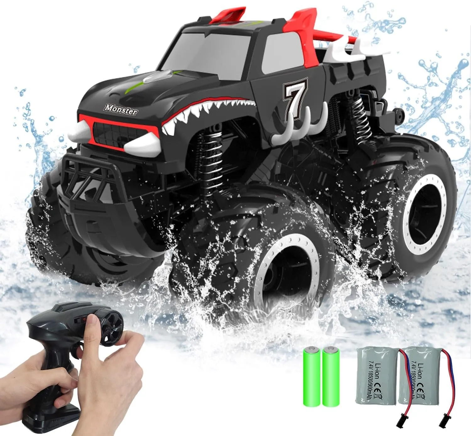 Waterproof Rc Jeep Combines Amphibious and All Terrain Traversal, Birthday Gift for Boys & Girl Ages 6-12 (Red Pickup) 1/16 Remote Control Monster Truck thriller mayor diversification pressurize workable pickaxe : 4x4 Off Road 