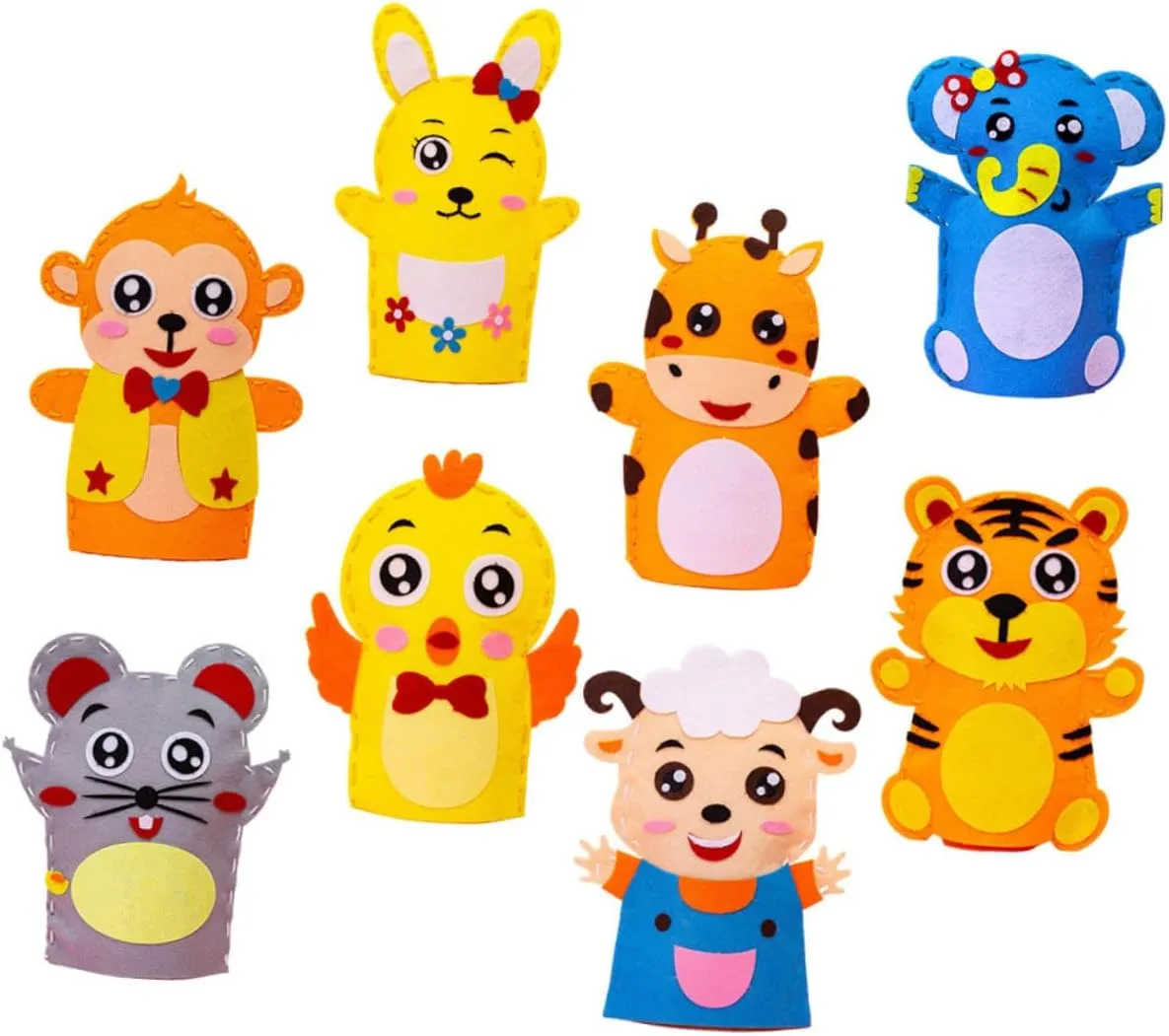 Weaving for Educational for Parent Interaction and Imagination Development VANZACK 8Pcs Non Woven Hand Puppet DIY Material Kit Creative coil Cartoon 