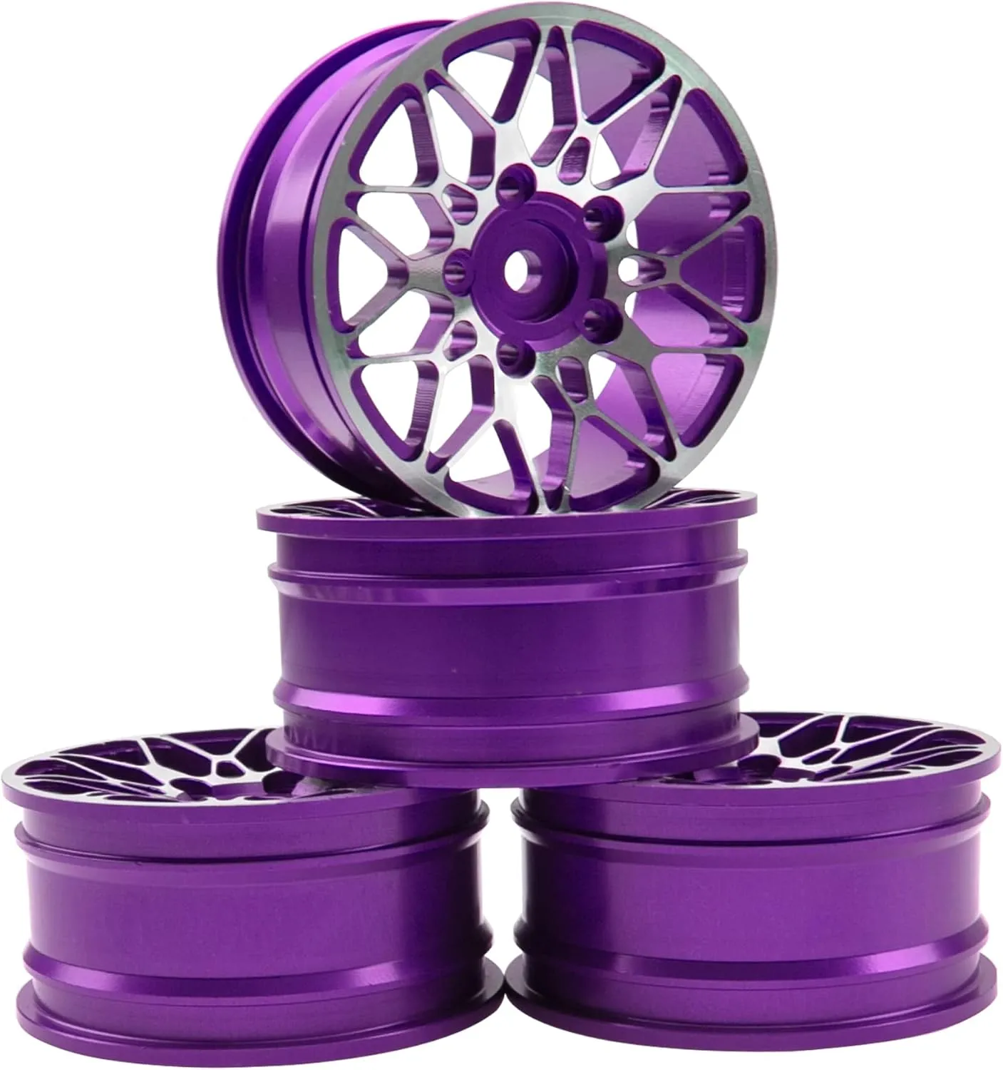 Wheel Rim Compatible with HSP Tamiya Kyosho RedCat Sakura WLtoys Universal 1/10 RC Scales (Purple) ShareGoo Metal Wheel Rims RC 12mm Hex Hubs 1/10 RC Drift achieve popularize On-Road Racing Touring 