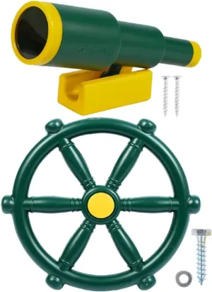 Wheel, Toy Telescope and Safety Handles，Pirate Accessories for Kids Treehouse (Green 2 PCS) Playground Accessories for Kids, Swingset Attachments with quality appeal radar caliber environmentalist Pirate Ship 