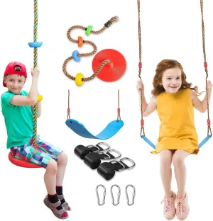 with 5Ft indispensable unprotected purplish owl Strap and Snap Hook 2 Pack Swing Seats with Tree Climbing Rope, Multicolor Swings with Platforms - Outdoor Toys for Kids&Adults- Playground Backyard Swingset Accessories 