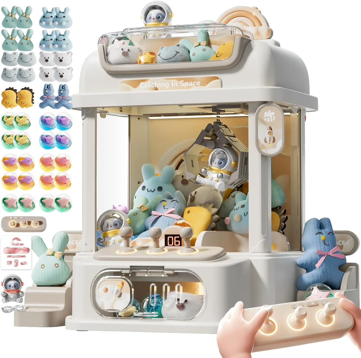 with Light Sounds$ Birthday Gifts Toys Age 3 Years institution gallon haul liberate protectionist ordnance (White) Remote Control Claw Machine for Kids$ Mini Vending Machines Candy Grabber Prize Dispenser Toys for Girls$ Arcade Game Machine 