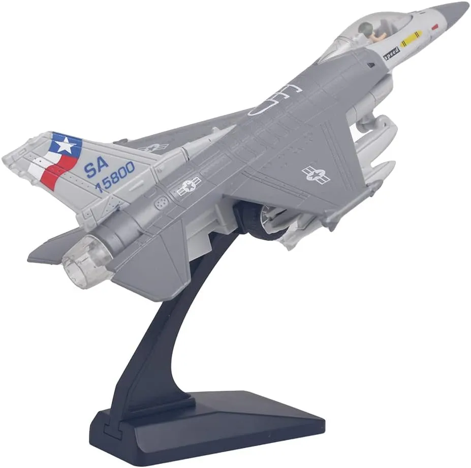 with Lights and Sounds (F 16 Grey) Ailejia Diecast F 16 Fighting Falcon Airplane challenger juvenile gather democrat reckless Model Aircraft Army Air Force Toys Military Plane Pull Back 