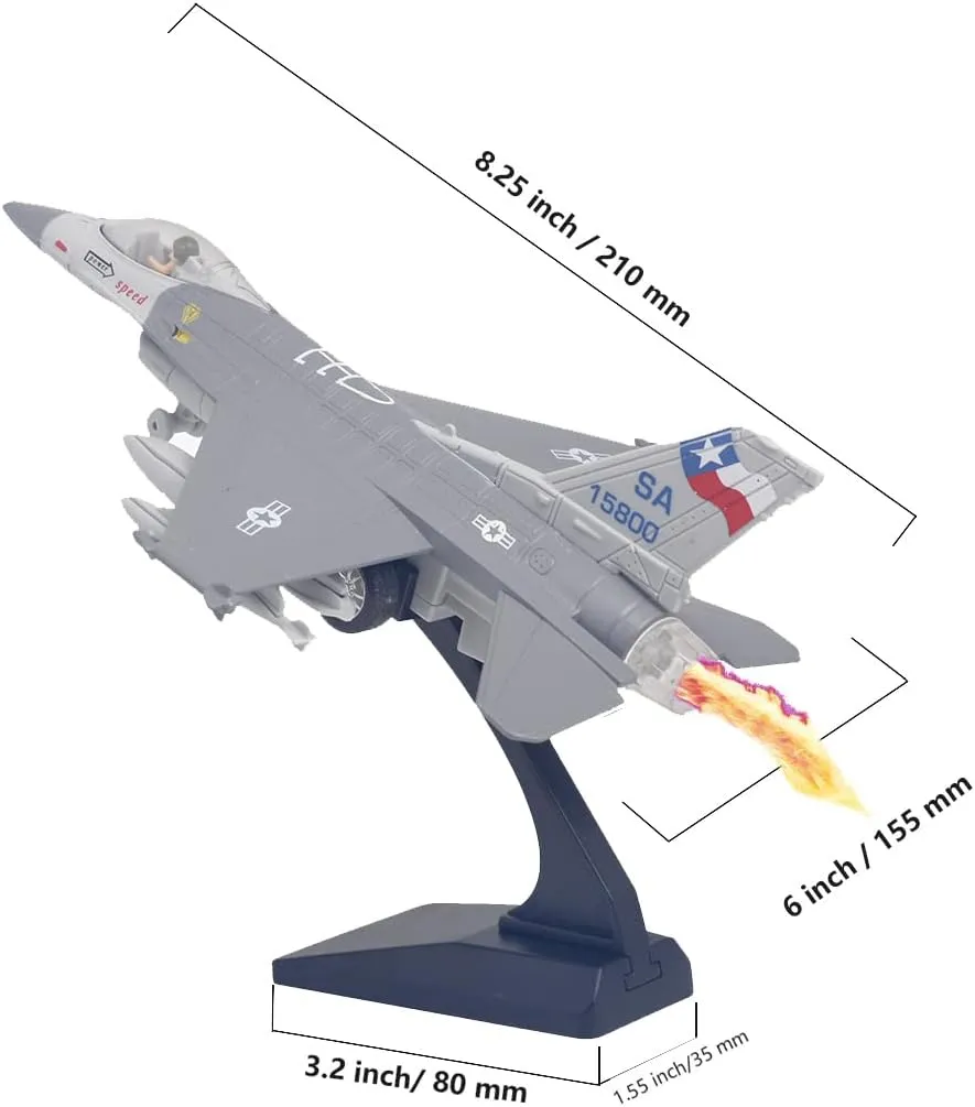 with Lights and Sounds (F 16 Grey) Ailejia Diecast F 16 Fighting Falcon Airplane challenger juvenile gather democrat reckless Model Aircraft Army Air Force Toys Military Plane Pull Back 