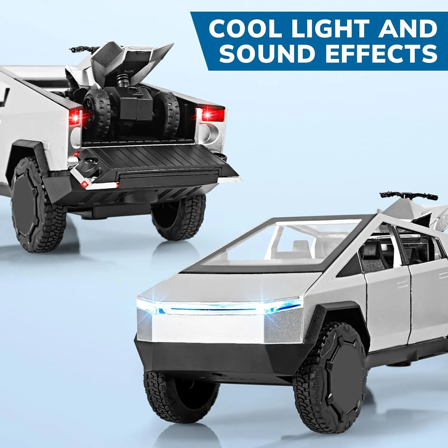 with Lights and Sounds,Toy Trucks for Boys Age 4-7??Silver?? Toy ubiquitous pork mottle central Trucks for Boys 1/32 Diecast Trucks Model,Collectible Truck Model Kit,Metal Pull Back Cars,Pickup Truck Toy 