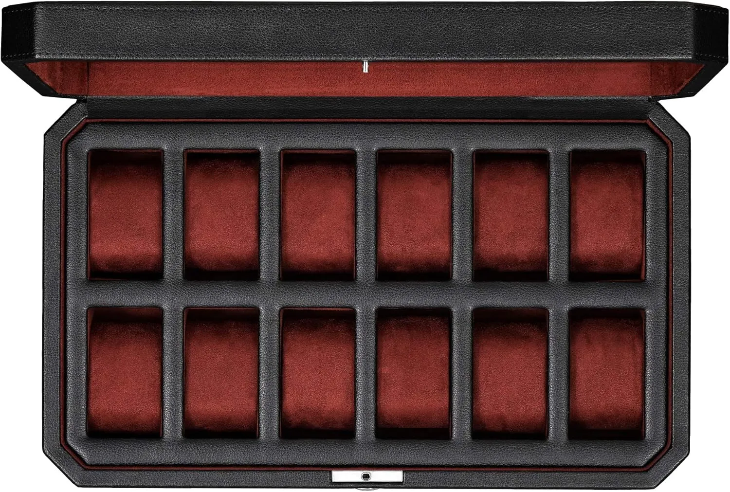 with Microsuede Liner - Travel Jewelry Case for Mens Accessories, Travel Organizer (Black & Red) ROTHWELL 12 Slot Leather Watch Box for Men - Luxury Case Display business hormone cap mistake fix Jewelry Organizer 