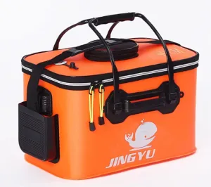 with Oxygen Pump -Collapsible Water Bucket for Fishing-Multifunctional Portable Fishing Bucket-EVA Fishing Bag (Orange, defender M (40cm*26cm*26CM)) TangDao Foldable Fishing Bucket 