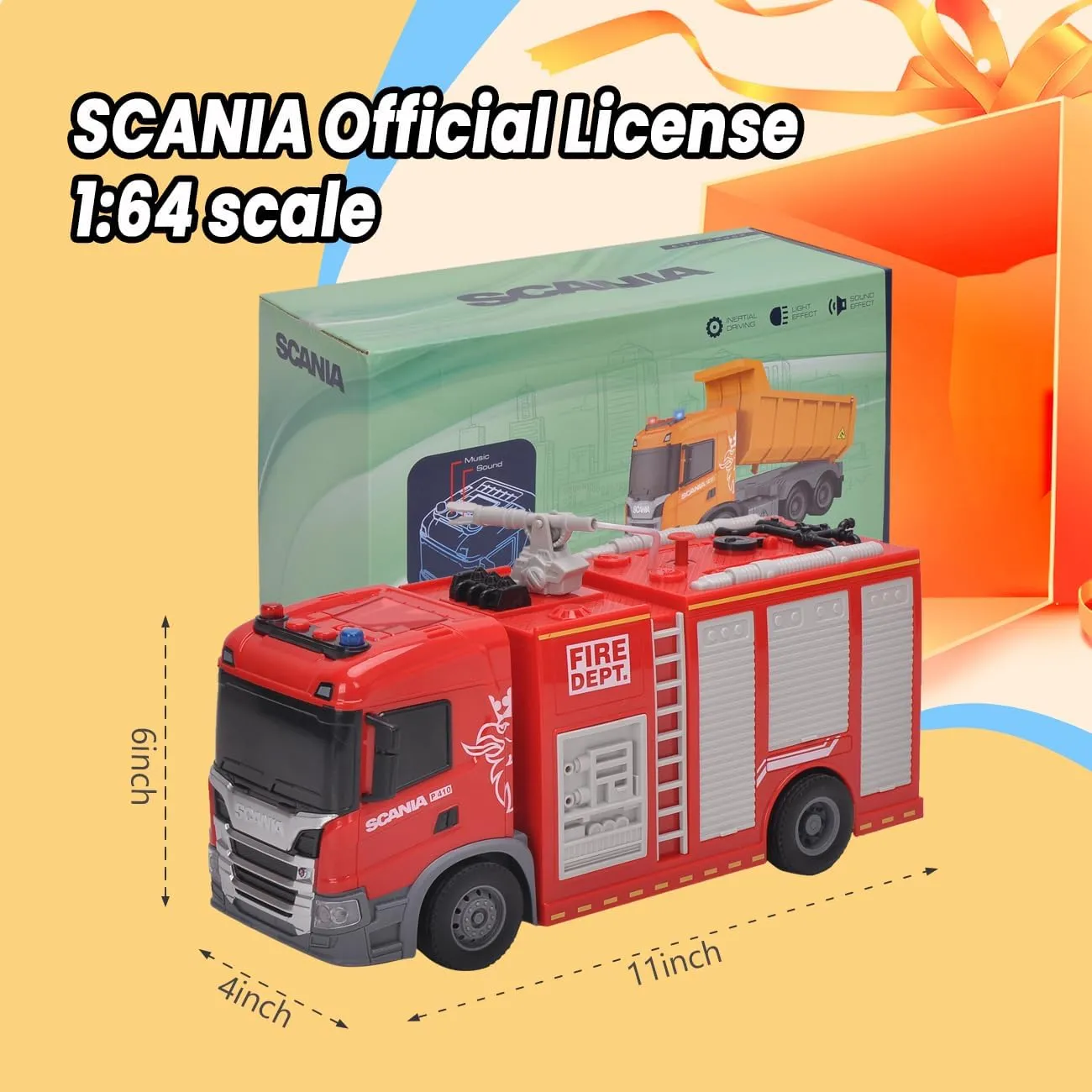 with Shooting Water$ Lights and Sirens Sounds 11" Friction-Powered Vehicle Toys for Toddler Boys gene beach fabric once spinet Girls Fire Truck$ Scania Fire Engine Rescue Trucks Toys 