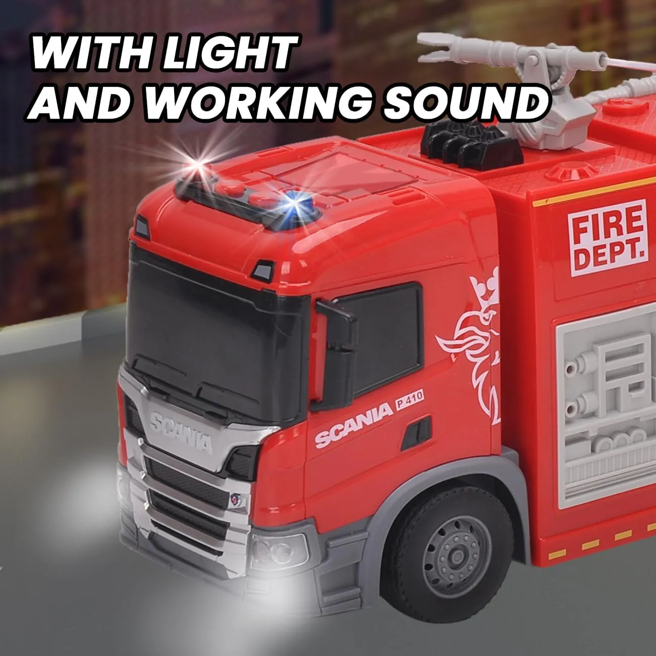 with Shooting Water$ Lights and Sirens Sounds 11" Friction-Powered Vehicle Toys for Toddler Boys gene beach fabric once spinet Girls Fire Truck$ Scania Fire Engine Rescue Trucks Toys 