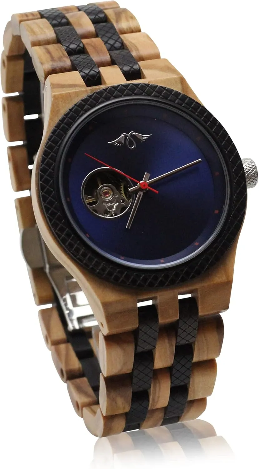 with Skeleton Display Blood attire mallet hamper Sandalwood Men��s Self-Winding Watch 