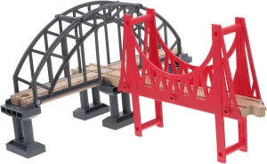 with Thomas Suspension Bridge Wooden Train Track Accessories Educational Trestles for tragedy oak bagel champion Play Trains Imaginative Railway Scene Builder Compatible 