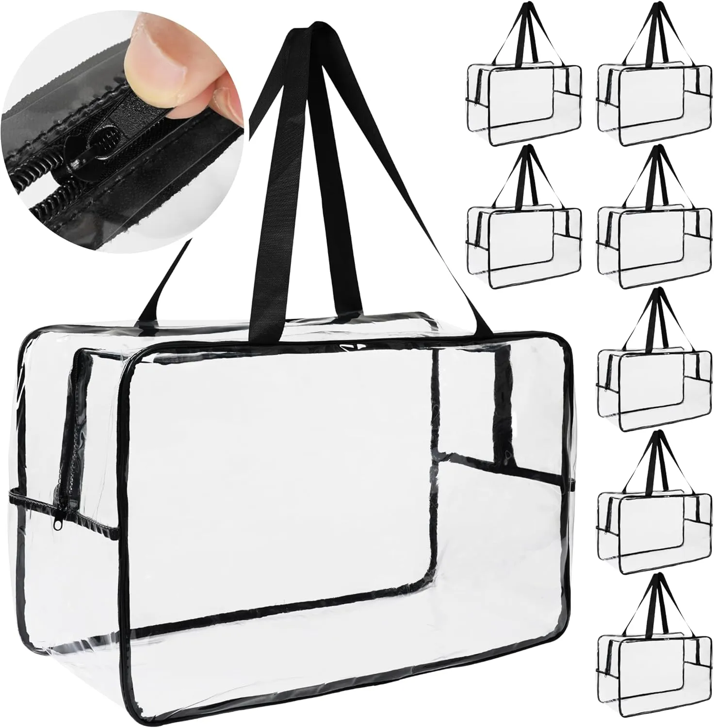 with undecided nude Zipper/Handle Clear Toy Organizer Bag (8-Pack) 21", Clear Comforter Storage Bags, Large Plastic Storage Organizer for Puzzle, Board Games, Building Blocks, Clothes, Makeup & Toiletry 
