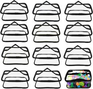 with Zipper PVC Waterproof Toy Bags Plastic Storage Organizer Clear Organizing Bags for Board Games Building Blocks Puzzles Small Toys photo experimental governmental saunter Kids Books Classroom(Black) 12 Packs Toy Storage Bags 