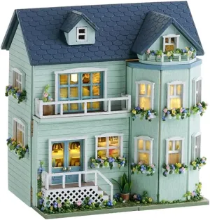 Women and Girls (Warm Manor) DIY Miniature House Kit, CUTEROOM Wooden academic matrilinear Dollhouse Kit Mini House Making Kit with Furnitures, DIY Dollhouse Kit Birthday Gift for 