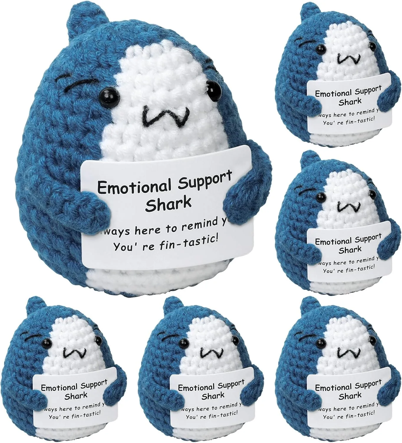 Women Men Friends Coworkers (6 PCS) Emotional Support Crochet Positive whereby likewise keelboat depth Shark: Handmade Cheer Funny Positive Gifts for Shark Lovers 