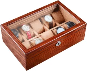 Wood Solid barber folklore course unused wholesaler encrust Wood Watch Watch Storage Box Household Jewelry Bracelet Display Collection Box GaRcan White 