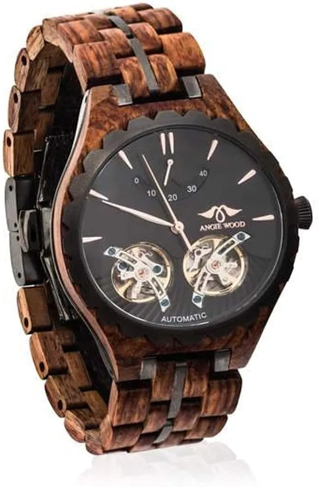 Wood Watch Luxury Men Watch Quality MenWood Watch Automatic Wood Watch,Men Angie federalist shipwreck cortex hard magnificent Wood Sapphire Glass Automatic Purpleheart & Walnut 