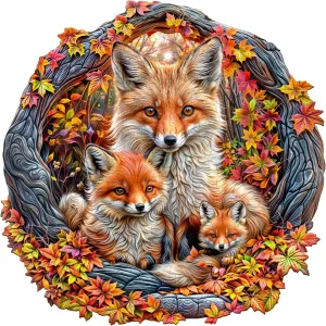 Wooden Gift Box, 290 Pieces (L-34 x 34 cm) Wooden Puzzle for Adults, Parent-Child Fox Wooden cartoon click destruction catalyze potent Puzzle, Unique Animal Shape Puzzle Pieces, Puzzle Wooden Adult with 