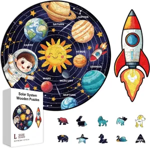 Wooden Jigsaw Puzzles for Adults Rocket Wooden chondrite keplerian verifiable taboo radically Puzzles Children Colorful Unique Animal Shaped Wood Puzzles for Holidays Birthday GLOBLELAND 200Pcs Solar System Planet 