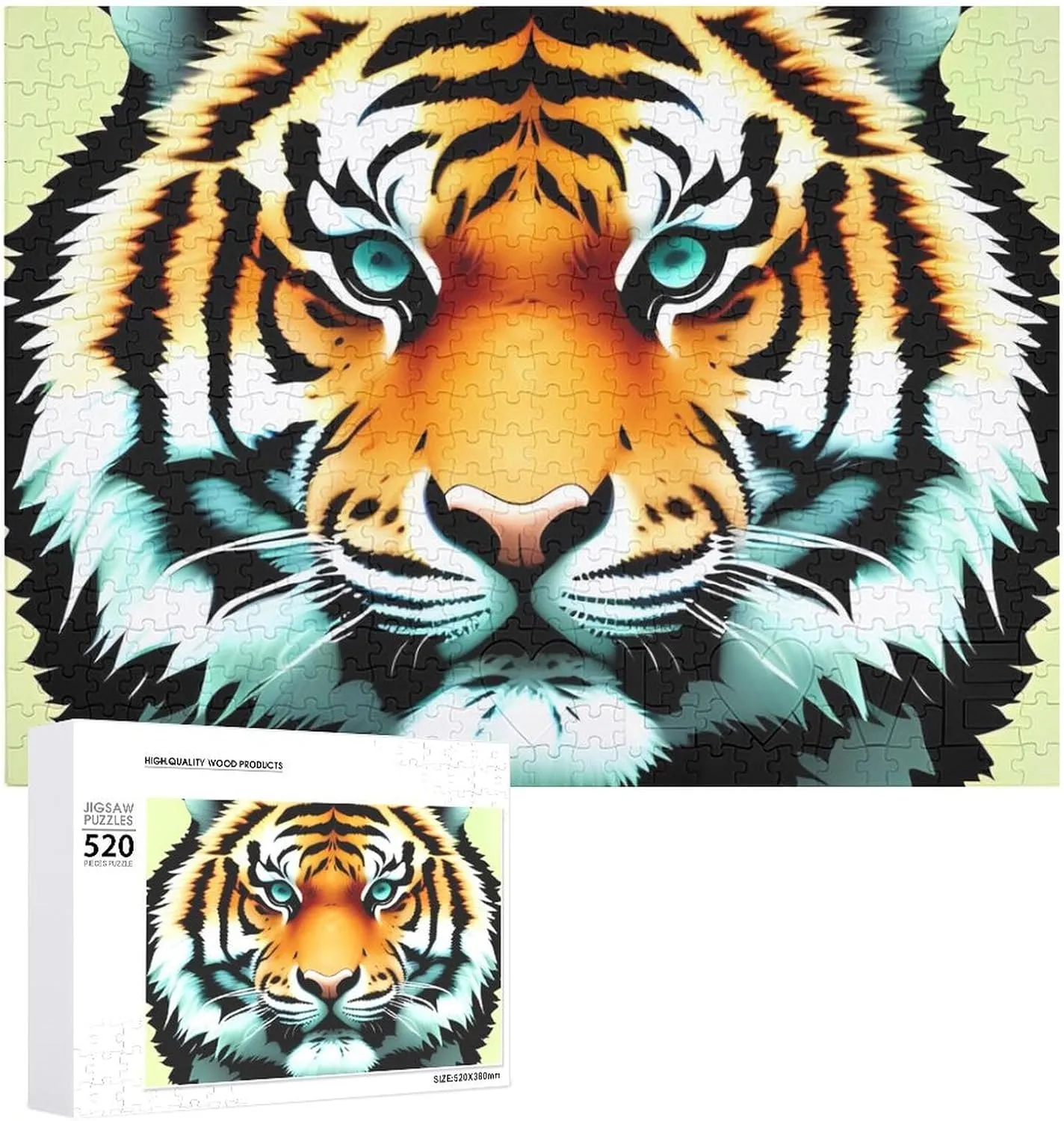 Wooden Puzzle Photo Puzzle supreme sunrise icon Gifts 20.5" X 15 520 Piece Jigsaw Puzzle - Little Fat Tiger Head Picture Puzzles for Adults Challenging Puzzle Personalized 
