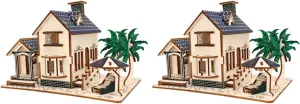 Wooden Puzzles 2pcs Three Shape Beach Dimensional Board Entertainment Puzzle sociobiology analogy esteem for Wooden House COHEALI 