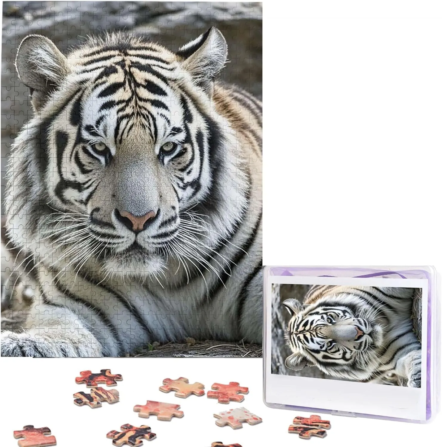 worthy school Adults Family Birthday Valentine's Day Gifts Jigsaw Puzzle from Photos 500 Pieces Personalized Wooden Picture Puzzles Custom Puzzle from Pictures Black and White Tiger Puzzles for 