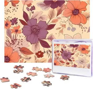 x 15 500 Piece Jigsaw Puzzle - Retro Flower Pattern Picture Puzzles for Adults Challenging quiver Puzzle Personalized Wooden Puzzle Photo Puzzle Gifts 20.4" 